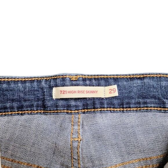 Levi's 721 High Rise Skinny Blue Distressed Denim Jeans - Picture 13 of 15